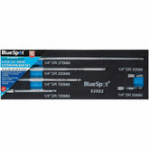 BlueSpot 6pc 1/4" Drive Socket Extension Bar Set 32 50 100 150 200 275mm Long